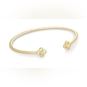 NEW Kendra Scott Rue Pinch Cuff Bracelet Gold Crystal Adjustable Quatrefoil Gift
